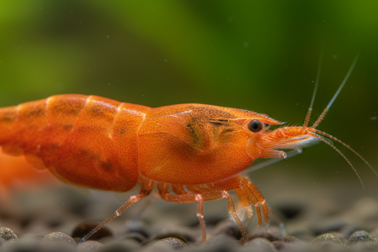 Neocaridina (Orange Pumpkin)-close up shot