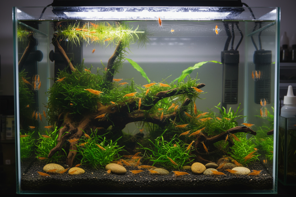 Neocaridina (Orange Pumpkin)-Tank/environment-reassures buyer's it's a legit setup