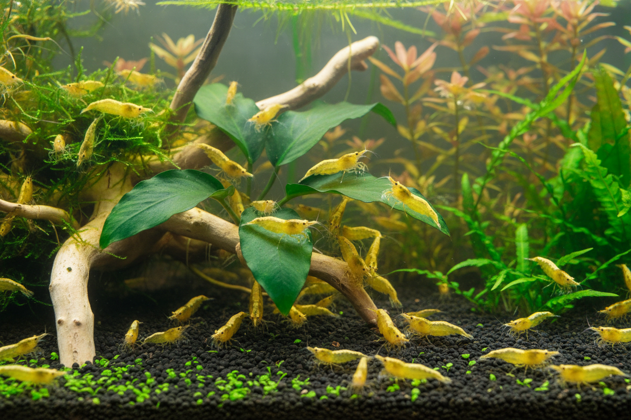 Neocaridina (Yellow Golden)- group shot
